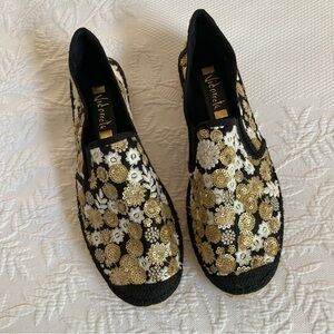 Vidorreta embroidered floral pull on espadrilles flats shoes Spain size 38 / 8